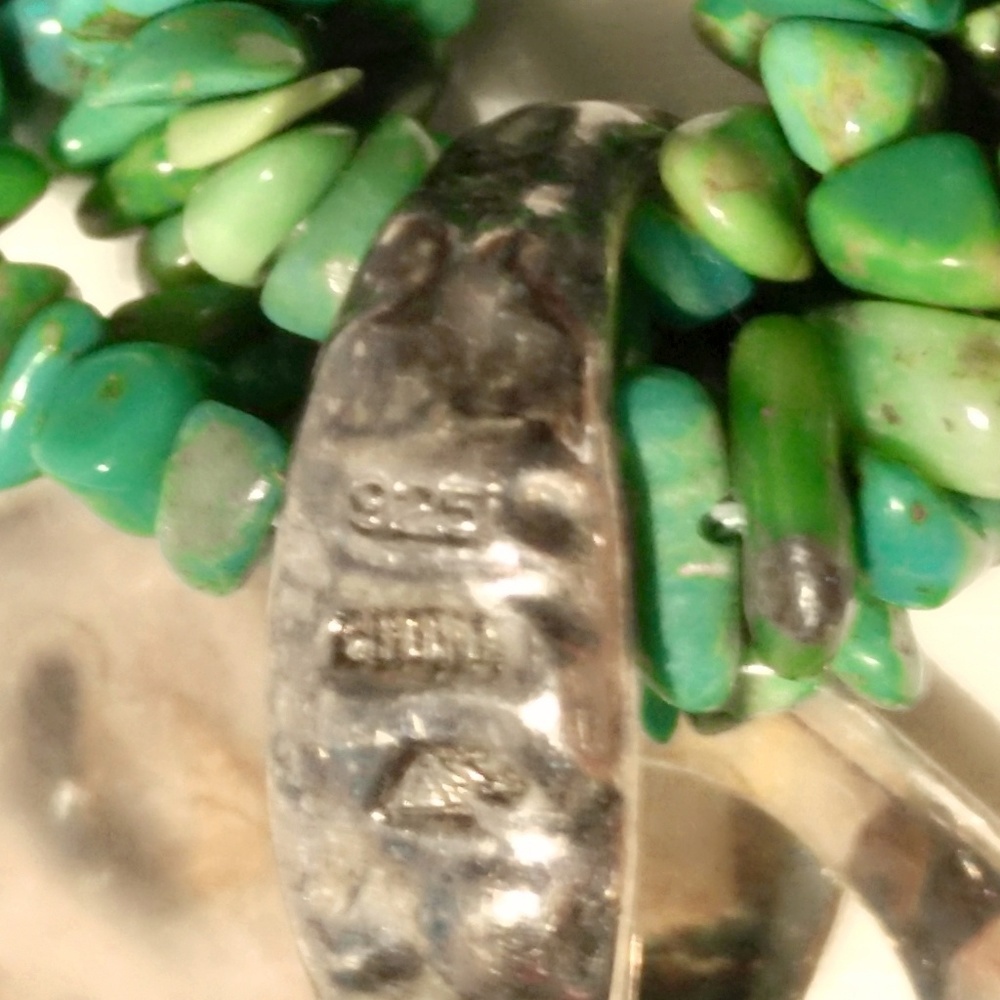 Vintage Oversized Multi-Strand Turquoise & Sterling Silver Necklace - Picture 8 of 8